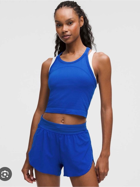 lululemon athletica Tops - Lululemon swifty tech crop tank racer back blue size4